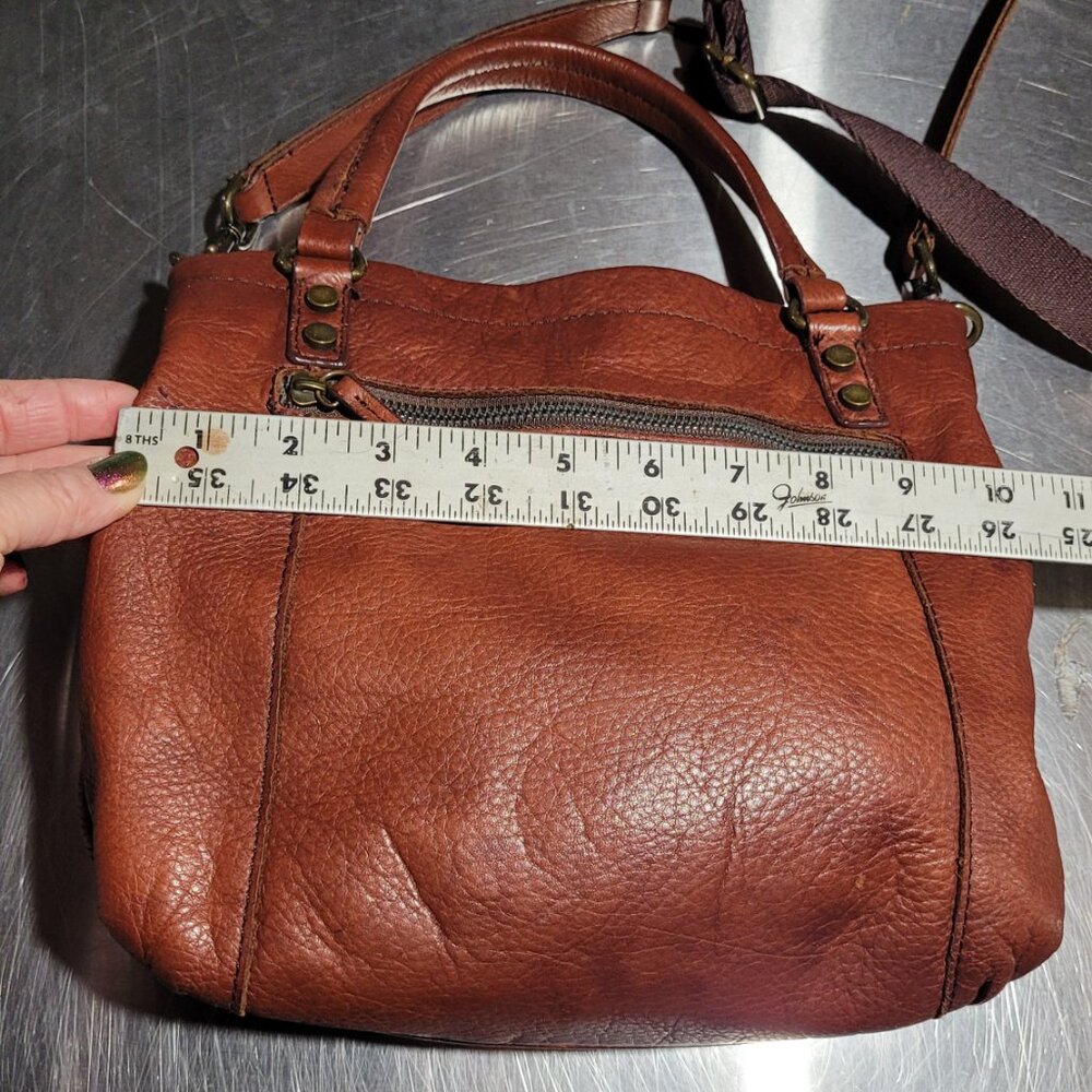 BEAUTIFULLY DISTRESSED VTG AMERICAN LEATHER CO. BROWN CROSSBODY BAG PURSE EUC - Picture 10 of 16